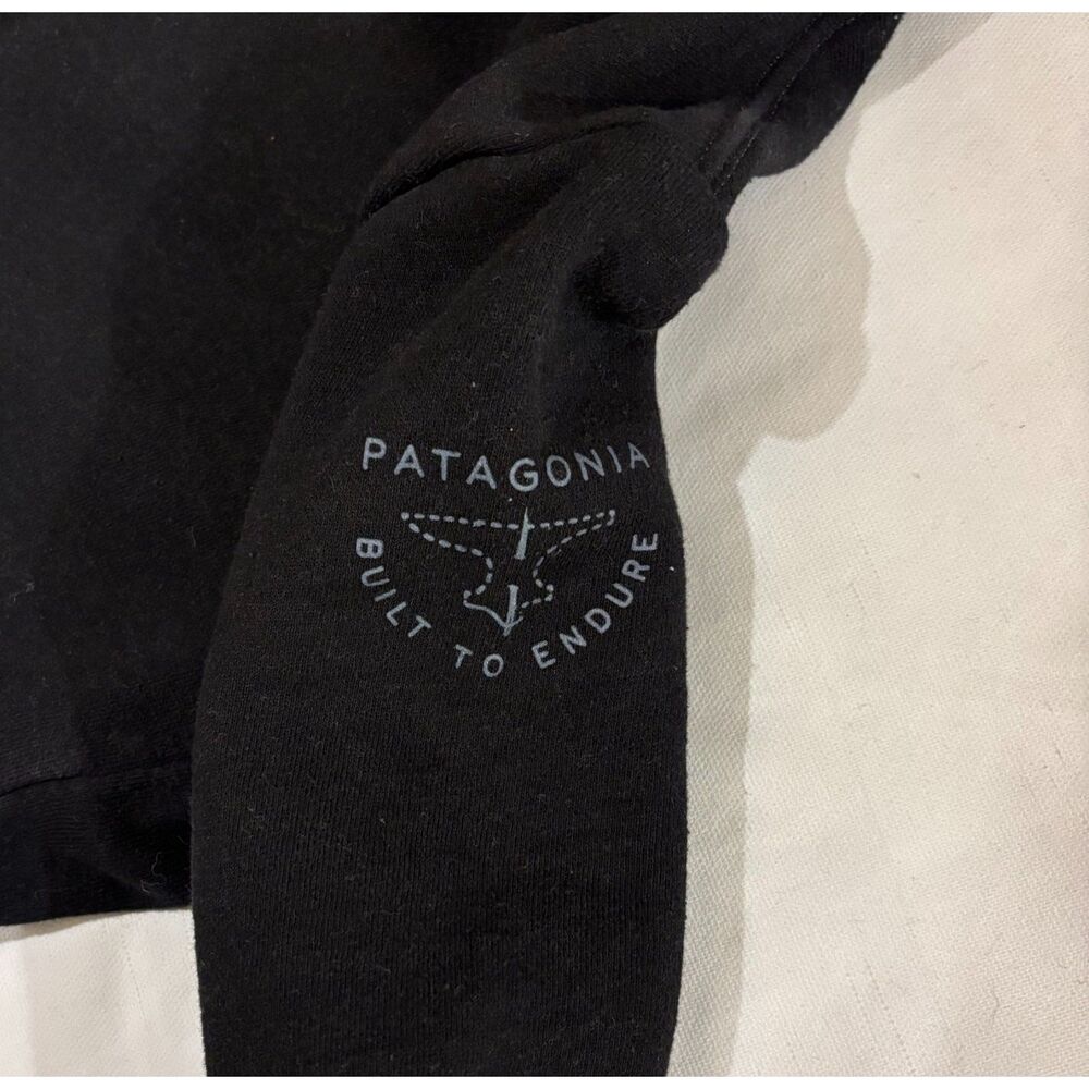 PATAGONIA Hoodie Men XS Forge Mark Uprisal Fleece Sweatshirt Pullover Black - Picture 5 of 8